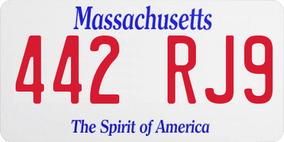 MA license plate 442RJ9