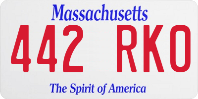 MA license plate 442RK0