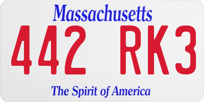 MA license plate 442RK3