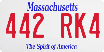 MA license plate 442RK4