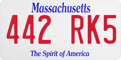 MA license plate 442RK5