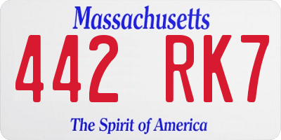 MA license plate 442RK7