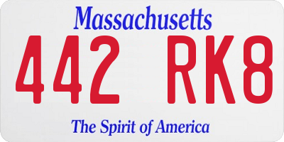 MA license plate 442RK8