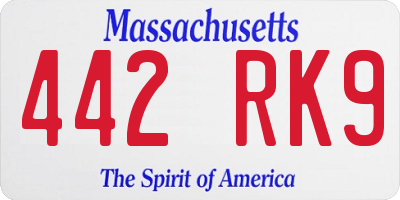 MA license plate 442RK9