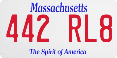 MA license plate 442RL8