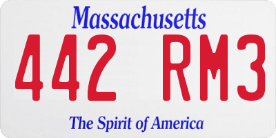 MA license plate 442RM3