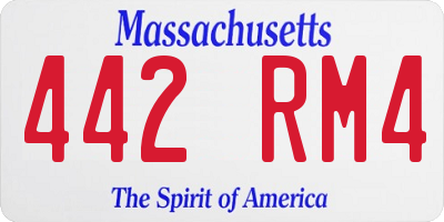 MA license plate 442RM4