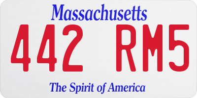 MA license plate 442RM5