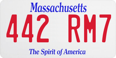 MA license plate 442RM7