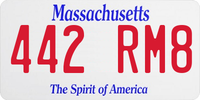MA license plate 442RM8