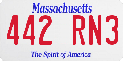 MA license plate 442RN3