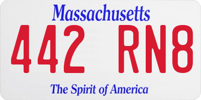 MA license plate 442RN8