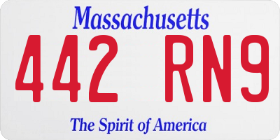MA license plate 442RN9