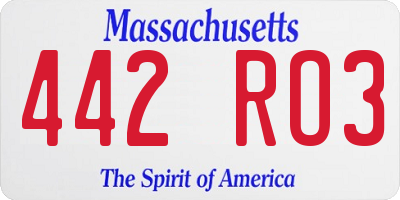 MA license plate 442RO3