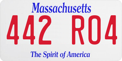 MA license plate 442RO4