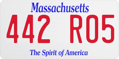 MA license plate 442RO5