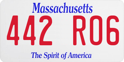 MA license plate 442RO6