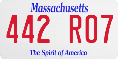 MA license plate 442RO7