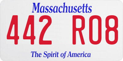 MA license plate 442RO8
