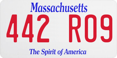 MA license plate 442RO9