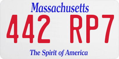 MA license plate 442RP7