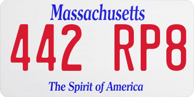 MA license plate 442RP8