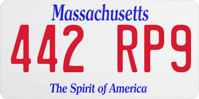 MA license plate 442RP9