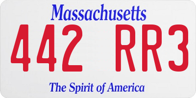 MA license plate 442RR3