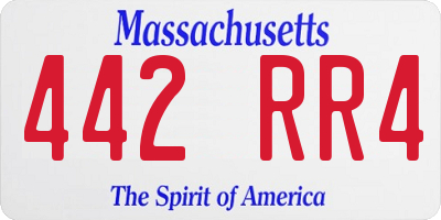 MA license plate 442RR4