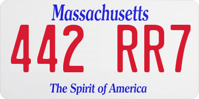 MA license plate 442RR7