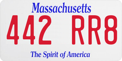 MA license plate 442RR8