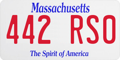 MA license plate 442RS0