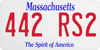 MA license plate 442RS2