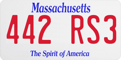 MA license plate 442RS3