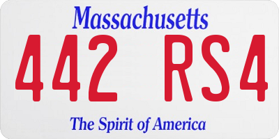 MA license plate 442RS4