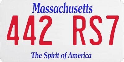 MA license plate 442RS7