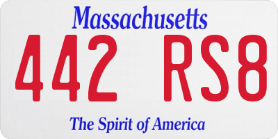 MA license plate 442RS8