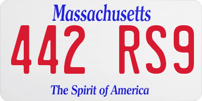 MA license plate 442RS9