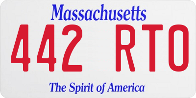 MA license plate 442RT0