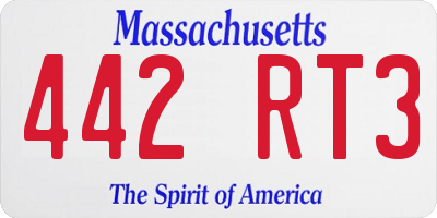 MA license plate 442RT3