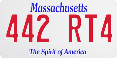 MA license plate 442RT4