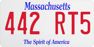 MA license plate 442RT5