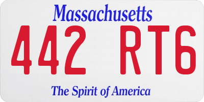 MA license plate 442RT6