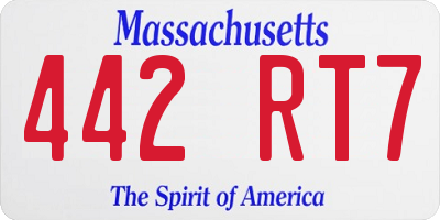 MA license plate 442RT7