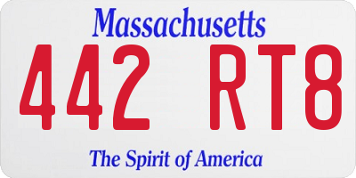 MA license plate 442RT8