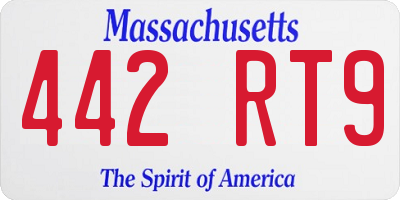 MA license plate 442RT9
