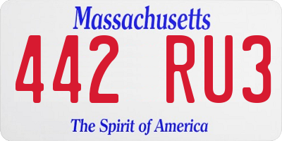 MA license plate 442RU3