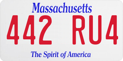 MA license plate 442RU4