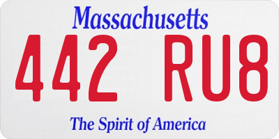 MA license plate 442RU8