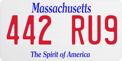MA license plate 442RU9